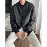 Bonsir Men's Black Color Pu Leather Jackets Fashion Casual Baseball Jackets Loose Casual Coats High-quality Outerwear Size M-4XL