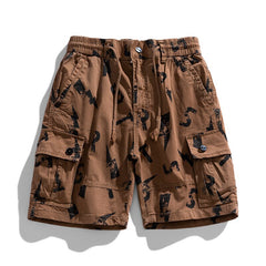 Bonsir Cargo Printed Oversize Summer Striped Loose Casual Shorts Men Camo Summer Short Pants Cargo Shorts New Streetwear