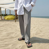 Bonsir New Men's Straight Casual Pants Summer Korean Loose Solid Color Wide Leg Trousers Pocket Fashion Tide 2023 Spring