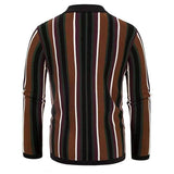 Bonsir New Spring Autumn Men Sweater Shirt Dtripe Splicing Color Slim Stretch Knit Tops Long Sleeve Polo Business Casual Male Clothing
