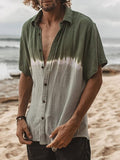 Bonsir Men Short Sleeve Tie Dye Printed Casual Shirt