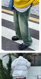 Bonsir  Men's Fashion Trend Vintage Casual Pants Baggy Homme Washed Old Jeans Oversized Students Green/brown Color Trousers S-3XL