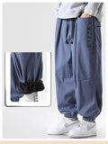 Bonsir Winter Thicken Fleece Warm Fashion Pants Men Large Size Streetwear Loose Casual Print Simple Outdoor Ankle Length Cargo Trousers
