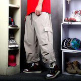 Bonsir Spring Summer Fashion Loose Baggy Trousers Men's Casual Cargo Pants Wide Leg Big Pocket Hiphop Harem Streetwear Clothing