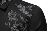 Bonsir Fashion Social Men Shirts Turn-down Collar Buttoned Shirt Casual Dragon Embroidered Long Sleeve Tops Men's Clothing