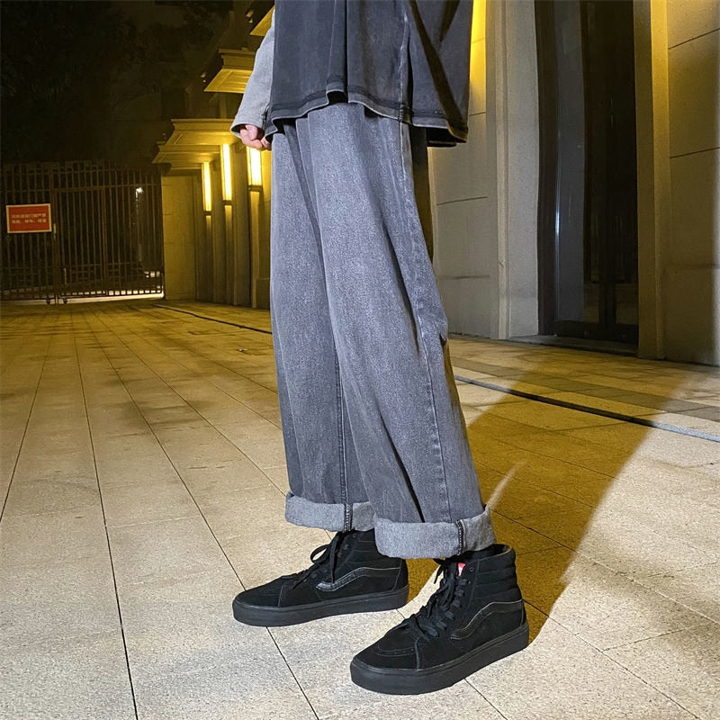 Bonsir 6 Colors Baggy Jeans Men Fashion Oversized Wide Leg Jeans Mens Japanese Streetwear Hip Hop Loose Straight Denim Trousers Men