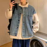 Bonsir Fake two-piece denim jacket men's spring fashion brand design splicing korean Style Korean style loose casual jacket