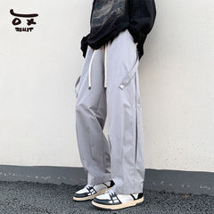 Bonsir American High Street Loose Casual Straight Charge Functional cargo wide leg jogger pants men trousers korean streetwear