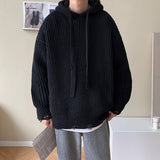 Bonsir Winter Hooded Sweater Men Warm Fashion Casual Knit Pullover Men Korean Loose Hole Long Sleeve Sweater Mens Jumper Clothes M-2XL