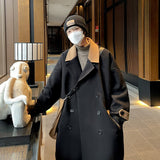 Bonsir Winter Thick Woolen Coat Men Warm Fashion Oversize Long Woolen Coat Men Korean Loose Woolen Trench Coat Mens Overcoat M-2XL