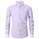 Bonsir Large 6XL Spring/Summer New French Shirt Men's Cotton Comfortable Iron Free Business Dress Long Sleeve Solid Stripe
