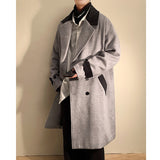 Bonsir Winter Thick Woolen Coat Men Warm Fashion Oversize Long Woolen Coat Korean Loose Thickening Woolen Trench Coat Mens Overcoat