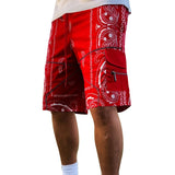 Bonsir Hip Hop Mens Cargo Shorts Fashion Graphic Print Zip-up Patch Pockets Straight Short Pant Streetwear Men Clothing Vintage Shorts