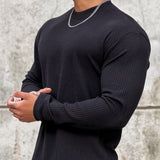 Bonsir Spring New Fitness Long-sleeved T-shirts Men O-Neck Solid Color Sweatshirt Casual Oversized Tops Running Sports Loose Clothes
