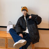 Bonsir Winter Jacket Men Warm Fashion Khaki Black Casual Thickened Plaid Jacket Men Korean Loose Thick Short Coat Mens Parker Clothes