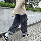 Bonsir Baggy Jeans Trousers Male Denim Pants Black Wide Leg Pants Men's Jeans Oversize Cargo Korean Streetwear Hip Hop Harajuku