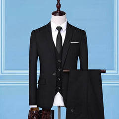 Bonsir Formal Business Wedding 3 Pieces Suit Set / Male Blazers Jacket Pants Vest Trousers Dress Waistcoat