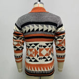 Bonsir Mens Knitted Coat Long Sleeve Jacquard Pocket Sweater Cardigan Jacket Solid Thick Warm Casual Cardigan Knitting Sweatercoat