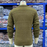 Bonsir Mens Knitted Coat Long Sleeve Jacquard Pocket Sweater Cardigan Jacket Solid Thick Warm Casual Cardigan Knitting Sweatercoat