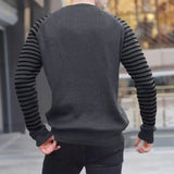 Bonsir Casual Striped Long Sleeve Sweaters Men Autumn Fashion Crew Neck Knitted Pullovers Tops Spring Mens Clothes Vintage Sweater Top