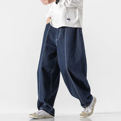 Bonsir Wide Leg Jeans Japanese Style  Fashion Brand High Waist Denim Pants Blue Harajuku Hip Hop Male Casual Trousers