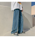 Bonsir Summer New Straight Casual Jeans Men Fashion Solid Loose Jean Pants Neutral Streetwear All-match Mopping Wide-leg Trousers
