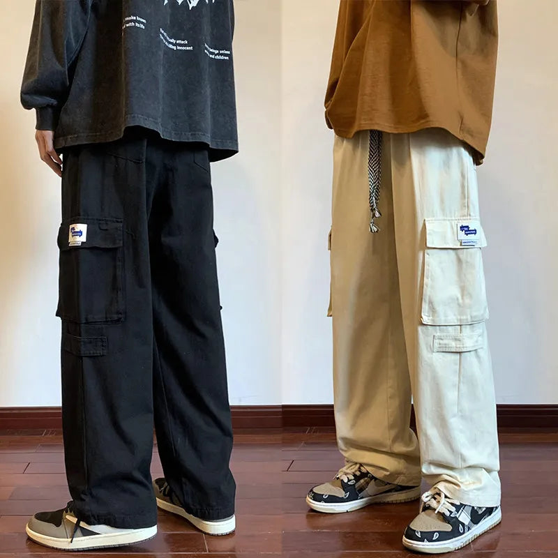 Bonsir American Large Size Overalls Men's Hiphop Loose Straight Casual Trousers Autumn Tide Brand High Street Big Pocket Pants