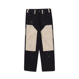 Bonsir Retro Color Match Pockets Straight Men's Cargo Pants High Street Ink Jet Streetwear Baggy Overalls Harajuku Casual Trousers