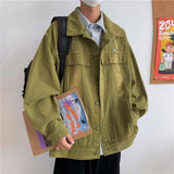 Bonsir Autumn Denim Jacket Men Fashion 5 Color Vintage Denim Jackets Mens Japanese Streetwear Hip Hop Loose Bomber Jacket Men S-3XL