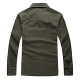 Bonsir Military Cargo Men's Camouflage Long-Sleeved Shirt Outdoor Tactical Shirt Top Cotton Breathable Embroidery Shirt Male