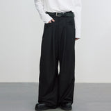 Bonsir Solid Long Pants Men's Fashion Casual Pants Man Spring Summer Fall Loose Pleated Suit Pants Original Trendy Design LGBT Clothing