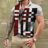 Bonsir Vintage For Men Shirts Patchwork 3d Print Camisas Lapel Oversized Short Sleeve Tops Streetwear Summer Male Hawaiian Shirt Tees
