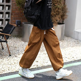 Bonsir Japanese Fashion Pants Men's Brown Overalls Slim Solid Color Loose Big Size Vertical Tube Mopping Pants Summer