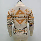 Bonsir Mens Knitted Coat Long Sleeve Jacquard Pocket Sweater Cardigan Jacket Solid Thick Warm Casual Cardigan Knitting Sweatercoat