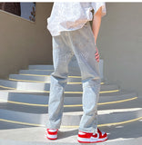Bonsir Men's Youth Unisex Baggy Homme Jeans Classic Cargo Pocket Blue Color Casual Pants Biker Denim Loose Trousers Size S-3XL