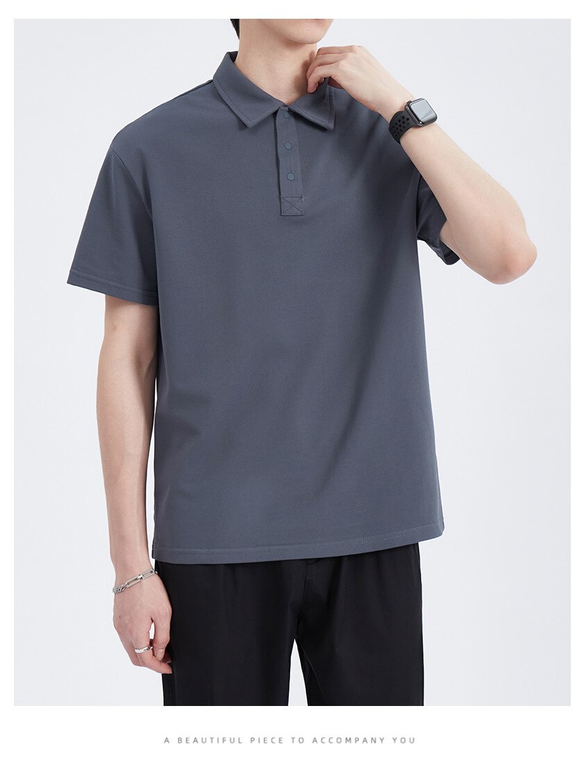 Bonsir Summer New Fashion Business Casual Men's Lapel T-shirts High Quality Solid Color Simple Classical Polo Shirts Male Pullover Tops