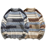 Bonsir Wavy Stripe Sweater For Men Irregularity Spliced Jacquard Knitwear Pullover Winter Women Sweater Oversized Men Clothing