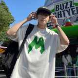 Bonsir Summer new 280g pure cotton men's short sleeved t-shirt trendy couple China-Chic printed loose half sleeve 2023 white t shirt