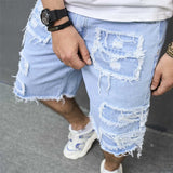Bonsir Spring Summer Men Vintage Jean Shorts Streetwear Ripped Design Loose Solid Denim Straight Shorts Mens Leisure Jeans Short Pant