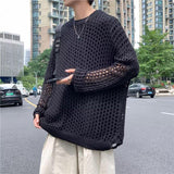 Bonsir Men's And Women's Hollow Fishnet Clothes Thick Thread Pullover Knitted Sweater Men's And Women's Tops