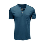 Bonsir Men's Henley Shirt Short Sleeve T-Shirt Summer New Solid Color Simple Fashion Casual Waffle Knit T-Shirt Tops Men's Clothing