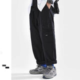 Bonsir Men's Black/grey Color Loose Casual Pants Fashion Trend Loose Cargo Trousers Sports Elastic Waist Sweatpants Size M-3XL