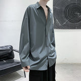 Bonsir New Men's Casual Blouse Shirt Solid Loose Tops Long Sleeve Shirts Spring Autumn Summer Casual Handsome Men Shirt 4 Colors