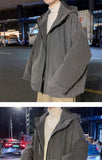 Bonsir Corduroy Jacket Men's Autumn and Winter Retro Hooded Zipper Loose Casual Solid Color Men Jackets Casual Streetwear Outwear