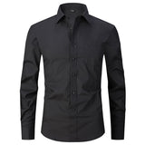 Bonsir Large 6XL Spring/Summer New French Shirt Men's Cotton Comfortable Iron Free Business Dress Long Sleeve Solid Stripe