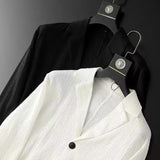 Bonsir Spring Autumn Pleated Sets Men Fashion Casual Solid Long Sleeve Blazer And Trousers Two-piece Men Suits Korean Loose Clothing