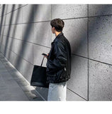 Bonsir  Men's Loose Russian PU Leather Jackets Casual Fashion Trend Outerwear Top Black Color Motorcycle Jackets Baseball Coats