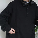 Bonsir Japanese Style Men's Retro Stand Collar Hoodies Loose Casual Coats Clothes Pullover Fashion Trend Oversized Sweatshirts