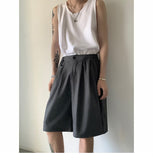 Bonsir Men's Korean Style Summer Men's Loose Straight Suit Shorts Cotton Elastic Waist Cargo Shorts Multi-pocket Casual Shorts