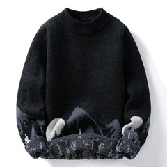 Bonsir Men's Winter Sweaters Pullovers O Neck Knitted Turtleneck Korean Fashion Simple Long Sleeve Warm Harajuku Solid Couple Sweaters